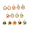 Ion Plating(IP) 304 Stainless Steel Pendants, with K9 Rhinestone, Flat Round, Mixed Color, 14x10x6mm, Hole: 2.5mm