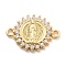 Rack Plating Brass Micro Pave Clear Cubic Zirconia Religion Virgin Mary Connector Charms, Long-Lasting Plated, Lead Free & Cadmium Free & Nickel Free, Real 18K Gold Plated, 18.5x13.5x2.3mm, Hole: 1.3mm