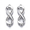 Brass Micro Pave Clear Cubic Zirconia Link Connectors, Cadmium Free & Nickel Free & Lead Free, Infinity, Platinum, 22x7x2mm, Hole: 0.8mm