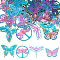 40Pcs 4 Style Ion Plating(IP) 201 Stainless Steel Filigree Pendants, Etched Metal Embellishments, Butterfly & Dragonfly, Rainbow Color, 18~27x24.5~30x0.2~0.3mm, Hole: 1.2mm, 10pcs/style