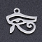 Non-Tarnish 304 Stainless Steel Laser Cut Charms, Egyptian Eye of Horus, Stainless Steel Color, 12x13.5x1mm, Hole: 1.5mm