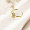 Stainless Steel with Rhinestone Adjustable Cuff Rings for Women, Dinosaur, Real 18K Gold Plated