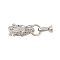 Brass Micro Pave Cubic Zirconia Fold Over Clasps, Cadmium Free & Nickel Free & Lead Free, Dragon, Real Platinum Plated, 45.5mm