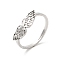 Non-Tarnish 304 Stainless Steel Hollow Wings Adjustable Ring for Women, Stainless Steel Color, US Size 6(16.5mm)