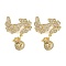Brass Micro Pave Clear Cubic Zirconia Lapel Pins, Butterfly & Dollar Sign, Long-Lasting Plated, Cadmium Free & Lead Free, Rack Plating, Golden, 31x25mm