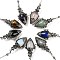Mixed Gemstone Dowsing Pendulum Big Pendants, with Rack Plating Antique Silver Alloy Findings, Lead Free & Cadmium Free, Teardrop, 298~305mm