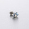 316L Surgical Stainless Steel Pave Light Sky Blue AB Color Cubic Zirconia Cartilage Earrings, Stainless Steel Color, Paw Print, 6mm, Pin: 0.8mm