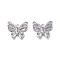 Glass Pendants, with Brass Findings, Butterfly, Real Platinum Plated, 14x16x3mm, Hole: 1.4mm