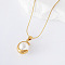 3Pcs Elegant Stainless Steel Pave Imitation White Pearl Round Pendant Necklaces for Women, White, Golden, 15.75 inch(40cm)