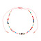 Vintage Bohemian Adjustable Glass Seed Beaded Evil Eye Braided Anklets for Unisex, Pink