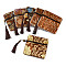 Chinese Brocade Tassel Zipper Jewelry Bag Gift Pouch, Square with Flower Pattern, Coffee, 11.5~11.8x11.5~11.8x0.4~0.5cm