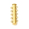 304 Stainless Steel Slide Lock Clasps, Tube, Ion Plating(IP), 4-Strand, 8-Hole, Golden, 30.5x10.5x6.5mm, Hole: 1.8mm