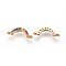 Brass Cubic Zirconia Links, Long-Lasting Plated, Curved, Colorful, Real 18K Gold Plated, 4.3x13.8x2mm, Hole: 0.8mm