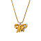Stainless Steel Pendant Fashion Necklaces for Women Daily Wear, Golden, Bowknot, 15.75 inch(40cm)