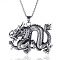 Vintage Chinese Dragon Stainless Steel Pendant Necklaces, Alloy Hip Hop Box Chain Necklaces for Unisex, Platinum