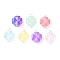 7Pcs 7 Colors Transparent Spray Painted Glass Charms, Clover, with Brass Ball Head Pins, Silver, 14.5x10x5mm, Hole: 1.8mm, 1pc/color