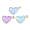 Brass Micro Pave Cubic Zirconia Pendants, with Glass, Heart Charms, Rack Plating, Cadmium Free & Lead Free, Long-Lasting Plated, Real 18K Gold Plated, Mixed Color, 24.5x37x11.5mm, Hole: 4.5x3.5mm