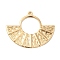 Brass Pendants, Cadmium Free & Nickel Free & Lead Free, Fan Charm, Real 18K Gold Plated, 30x37x1.4mm, Hole: 1.6mm