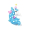 PVC Opaque Plastic Big Pendants, Unicorn, Deep Sky Blue, 62.5x37x15mm, Hole: 2mm