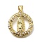 Brass Micro Pave Cubic Zirconia Pendants, Virgin Mary, Rack Plating, Long-Lasting Plated, Cadmium Free & Lead Free, Flat Round, 22x19x3.5mm, Hole: 4x3.5mm
