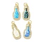 Brass Micro Pave Clear Cubic Zirconia Pendants, Cadmium Free & Lead Free, with Enamel, Shell and Jump Ring, Real 18K Gold Plated, Flat Round with Cross, Mixed Color, 23x10x3mm, Hole: 3.6mm