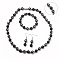 Necklaces & Stretch Bracelets & Dangle Earrings Jewelry Sets, with Stainless Steel Findings, Magnetic Synthetic Hematite and Natural Black Agate Beads, Platinum, 20.2 inch(51.5cm), 53mm, Pin: 0.6mm, 2 inch(5.2cm)