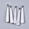 Natural Crackle Quartz Big Pendants, with Platinum Tone Iron Pinch Bail, Teardrop, 58.5~59.5x10mm, Hole: 4x6.5mm