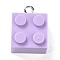 Resin Pendants, with Platinum Iron Loop, Toy Bricks, Lilac, 21x15.5x11mm, Hole: 2.6mm