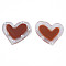 Acrylic Cabochons, with ABS Plastic Imitation Pearl Beads, Heart, Sienna, 21x24x5.5mm
