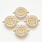 Brass Micro Pave Clear Cubic Zirconia Links Connectors, Cadmium Free & Lead Free, Flat Round with Cross, Golden, 18x13.5x2.5mm, Hole: 0.8mm
