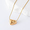 3Pcs Minimalist European-style Stainless Steel Irregular Polished Heart Pendant Necklaces for Women, Golden, 15.75 inch(40cm)