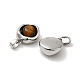 Плоские круглые подвески из латуни с натуральным тигровым глазом KK-M270-39P-01-2