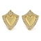 Rack Plating Brass Micro Pave Clear Cubic Zirconia Stud Earrings, Cadmium Free & Lead Free,Real 18K Gold Plated, Heart, 16.5x14mm