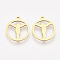 201 Stainless Steel Pendants, Laser Cut Pendants, Flat Round with Human, Golden, 17.5x15x1mm, Hole: 1.5mm