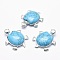 Synthetic Turquoise Pendant, with Alloy Findings, Tortoise, Platinum, Dyed, 38x30.5x8.2mm, Hole: 3x4.5mm