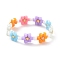 Glass Beaded Flower Wrap Stretch Finger Ring for Women, Colorful, US Size 6 1/2(16.9mm)