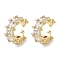Fence Brass Micro Pave Cubic Zirconia Cuff Earrings for Women, Long-Lasting Plated, Cadmium Free & Lead Free, Real 18K Gold Plated, 14.5x16.5x8.5mm