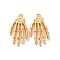 Brass Pendants, Skeleton, Long-Lasting Plated, Nickel Free, Real 18K Gold Plated, 26.5x14x2.5mm, Hole: 1.6mm