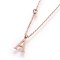 304 Stainless Steel Initial Pendant Necklaces, with Glass Rhinestone, Crystal, Rose Gold, Letter.A, 16.1~16.5 inch(41~42cm), Pendant: 11x5~8.5x1mm