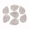 Brass Micro Pave Cubic Zirconia Pendants, Filigree Findings, Nickel Free, teardrop, Real Platinum Plated, 25.5x17x1~2mm, Hole: 1mm
