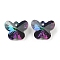 Glass Pendants, Point Back & Back Plated, Faceted, Butterfly Charms, Purple, 14x17.5x9mm, Hole: 1.6mm