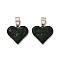 201 Stainless Steel Clay Pendants, with Rhinestones, Heart, Stainless Steel Color, Emerald, 18.5x20x3mm, Hole: 8.5x4mm