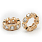 Brass Cubic Zirconia Beads, Rondelle, Rose Gold, 10x3mm, Hole: 6mm