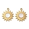 304 Stainless Steel Natural White Shell Pendants, Sun Charms, Ion Plating(IP), Real 18K Gold Plated, 18.5x16x2.5mm, Hole: 1.5mm