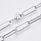 Brass Flat Oval Paperclip Chain Necklace Making, with Lobster Claw Clasps, Platinum, 19.68 inch(50cm), Link: 18x5.5x1mm