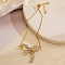 Brass Micro Pave Cubic Zirconia Silder Bracelets for Women, Bowknot, Real 18K Gold Plated, 10-1/2 inch(26.6cm)
