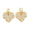 Brass Micro Pave Cubic Zirconia Pendants, with Jump Rings, Long-Lasting Plated, Cadmium Free & Lead Free, Light Gold, Heart, Clear, 10x10x2mm