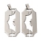 Non-Tarnish 201 Stainless Steel Pendants, Laser Cut, Razor Blade Charm, Stainless Steel Color, 47x24x1mm, Hole: 4mm