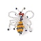 Handmade Glass Seed Beads Woven Pendants, with Jump Rings, Bee Charms, White, 35x32x3mm, Hole: 3mm