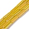 Electroplate Glass Beads Strands, AB Color Plated, Rectangle, Gold, 19.5~20x3.5~4x3.5~4mm, Hole: 1mm, about 38pcs/strand, 29.13''(74cm)